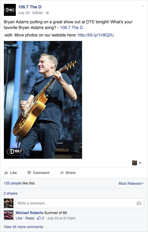 Bryan Adams at DTE // Photographs and Facebook Post by Brandon Nagy