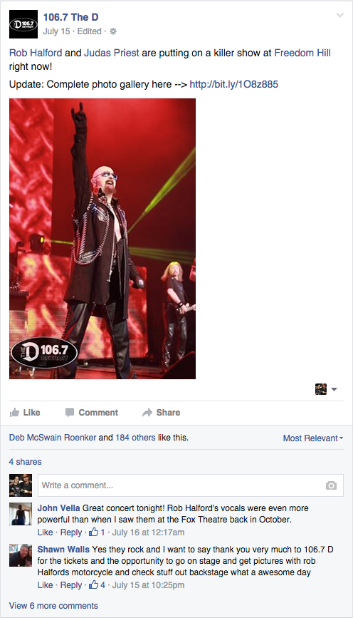 Judas Priest at Freedom Hill // Photographs and Facebook Post by Brandon Nagy