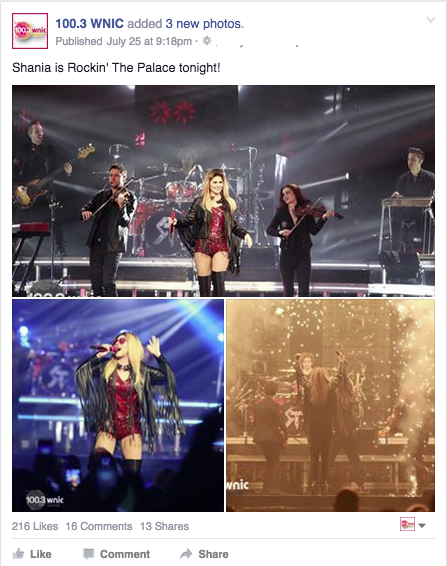 Shania Twain at The Palace // Photographs and Facebook Post by Brandon Nagy