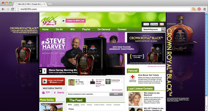 Crown Royal Homepage Takeover for Mix 92.3 FM // Designed by Brandon Nagy