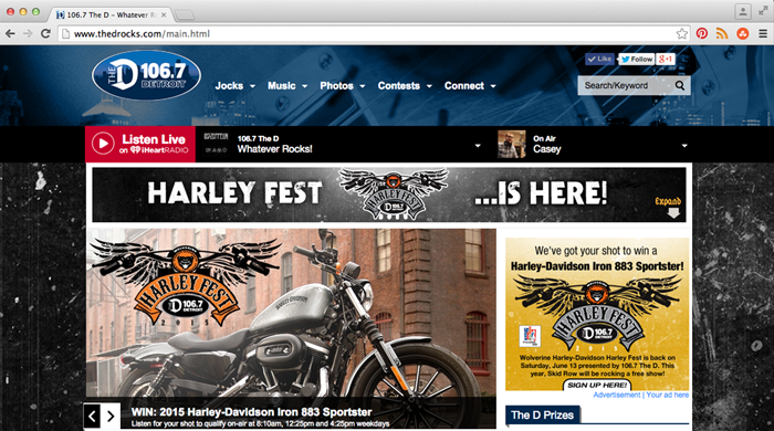 Harley Fest Contest 106.7 The D Homepage Takeover Collapsed // Designed by Brandon Nagy