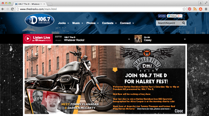 Harley Fest Contest 106.7 The D Homepage Takeover Expanded // Designed by Brandon Nagy